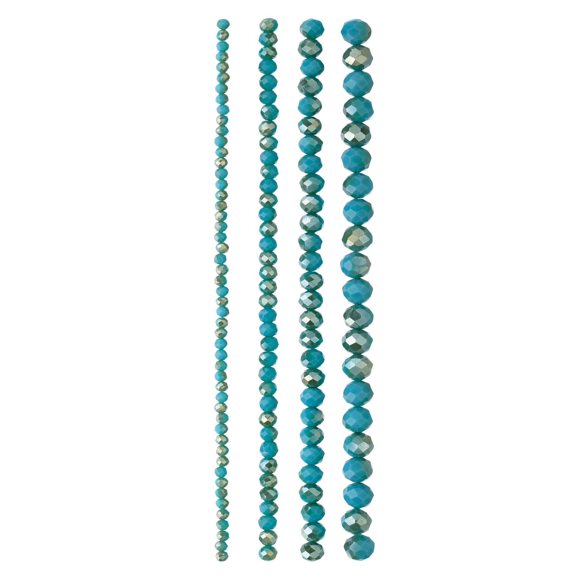Aqua Faceted Glass Round Beads by Bead Landing™